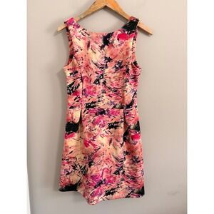 Charming Charlie RSVP Dress Womens Small Pink Abstract Brushstroke Cutout Back